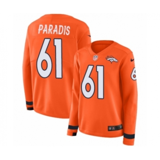 Women's Nike Denver Broncos #61 Matt Paradis Limited Orange Therma Long Sleeve NFL Jersey - Ujersey