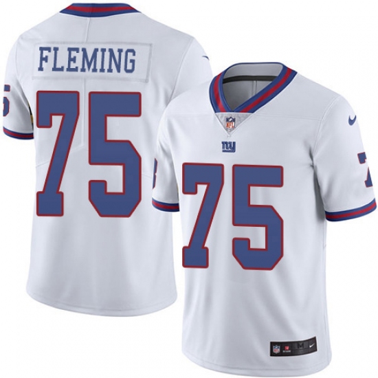Nike New York Giants #75 Cameron Fleming White Men's Stitched NFL Limited Rush Jersey - Ujersey