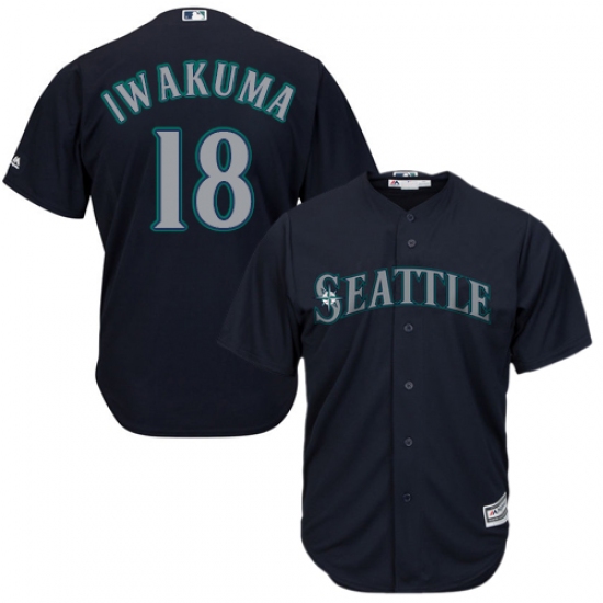 Youth Majestic Seattle Mariners #18 Hisashi Iwakuma Authentic Navy Blue Alternate 2 Cool Base MLB Jersey - Ujersey