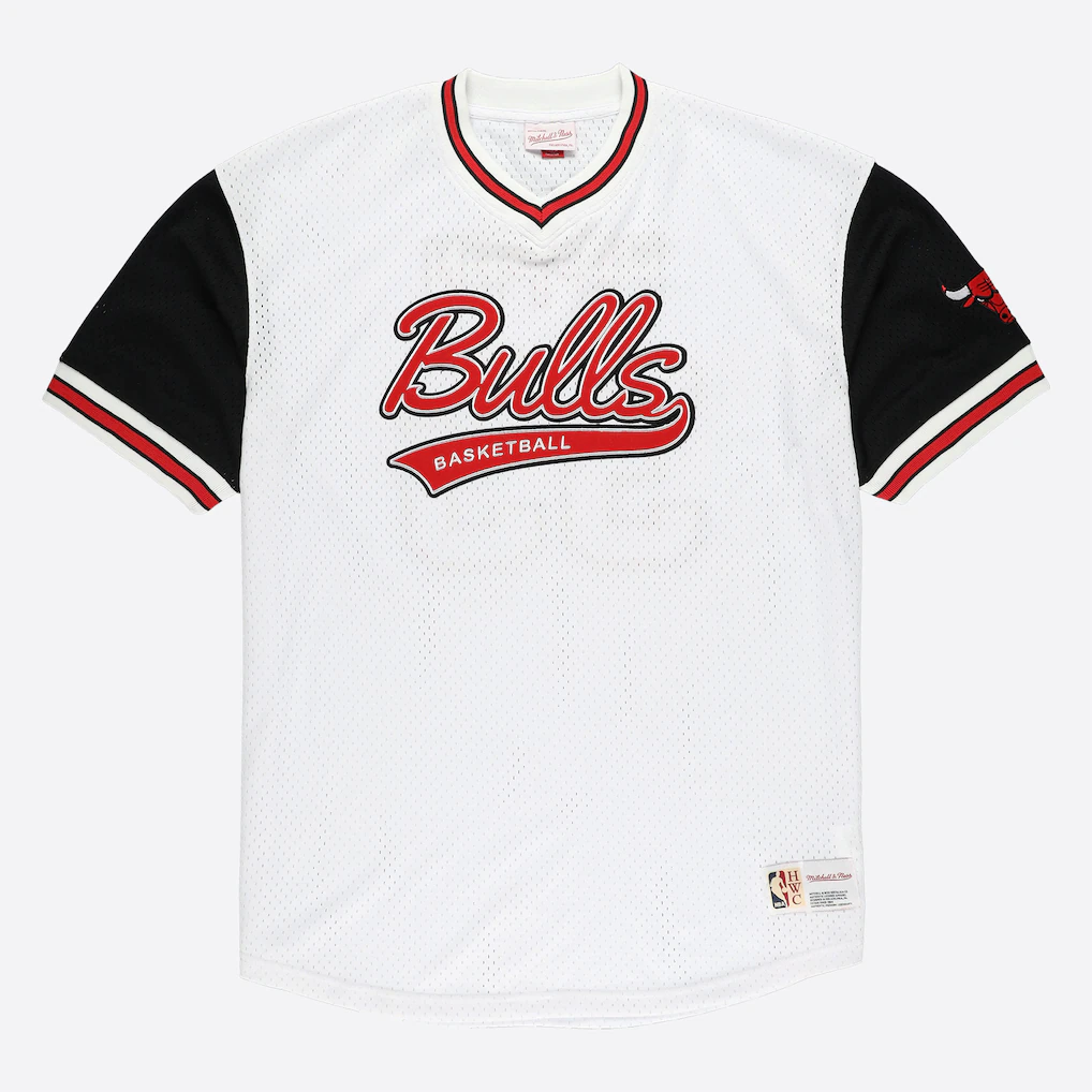 Men's Chicago Bulls Scottie Pippen Mitchell & Ness White Player Mesh V-Neck Shirt - Ujersey Shop
