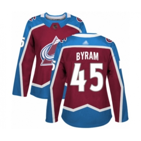 Women's Colorado Avalanche #45 Bowen Byram Authentic Burgundy Red Home Hockey Jersey - Ujersey