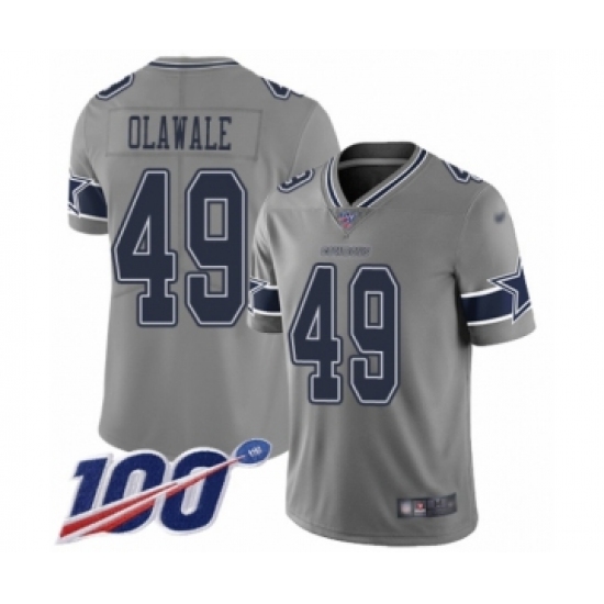 Youth Dallas Cowboys #49 Jamize Olawale Limited Gray Inverted Legend 100th Season Football Jersey - Ujersey