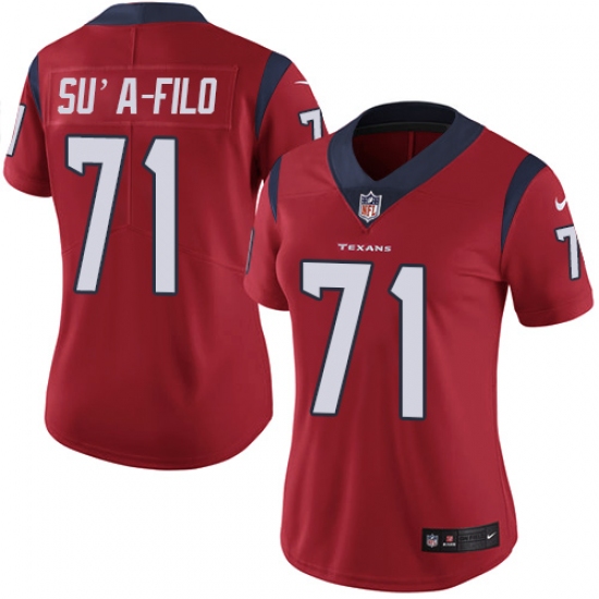 Women's Nike Houston Texans #71 Xavier Su'a-Filo Limited Red Alternate Vapor Untouchable NFL Jersey