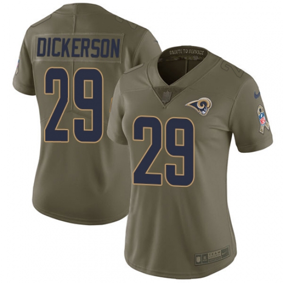 Women's Nike Los Angeles Rams #29 Eric Dickerson Limited Olive 2017 Salute to Service NFL Jersey - Ujersey