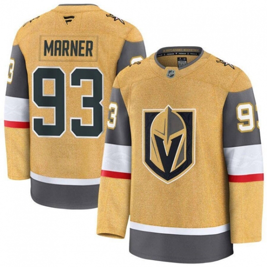 Men's Vegas Golden Knights #93 Mitchell Marner Gold 2024-25 Home Stitched Hockey Jersey - Ujersey