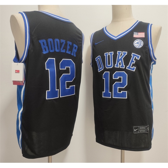 Men's Duke Blue Devils #12 Cameron Boozer Black Stitched Basketball Jersey - Ujersey