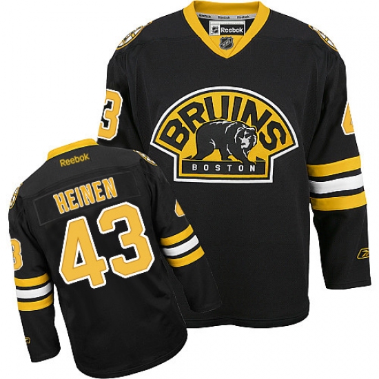 Youth Reebok Boston Bruins #43 Danton Heinen Premier Black Third NHL Jersey - Ujersey