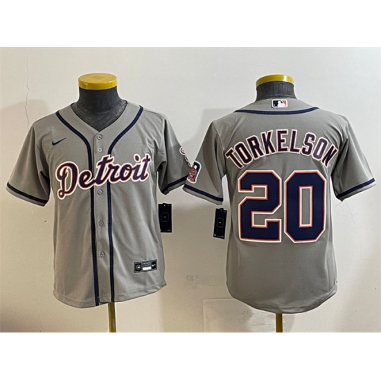 Youth Detroit Tigers #20 Spencer Torkelson Gray Cool Base Stitched Baseball Jersey