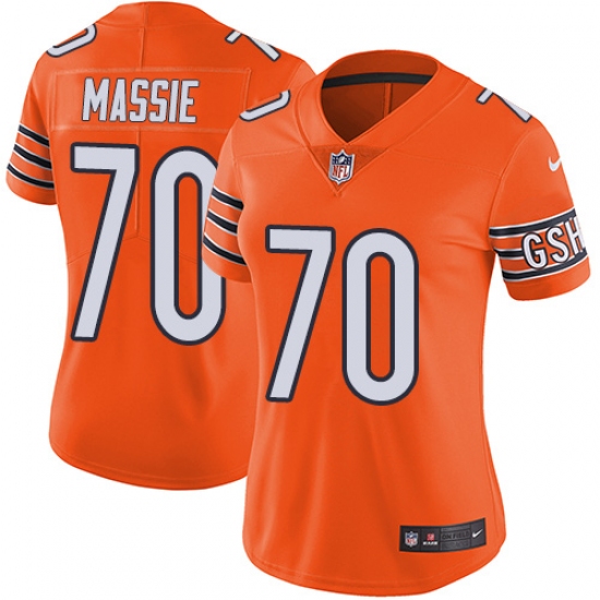 Women's Nike Chicago Bears #70 Bobby Massie Limited Orange Rush Vapor Untouchable NFL Jersey - Ujersey
