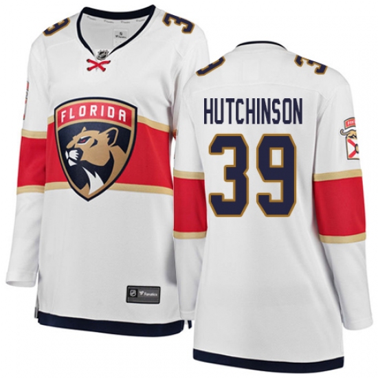 Women's Florida Panthers #39 Michael Hutchinson Authentic White Away Fanatics Branded Breakaway NHL Jersey - Ujersey