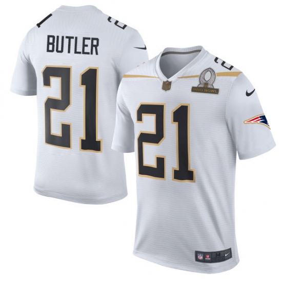 Men's Nike New England Patriots #21 Malcolm Butler Elite White Team Rice 2016 Pro Bowl NFL Jersey - Ujersey