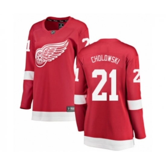Women's Detroit Red Wings #21 Dennis Cholowski Authentic Red Home Fanatics Branded Breakaway NHL Jersey - Ujersey