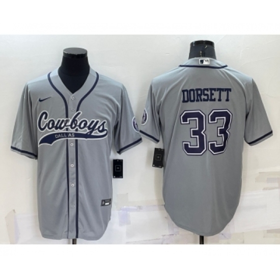 Men's Dallas Cowboys #33 Tony Dorsett Grey Stitched Cool Base Nike Baseball Jersey - Ujersey