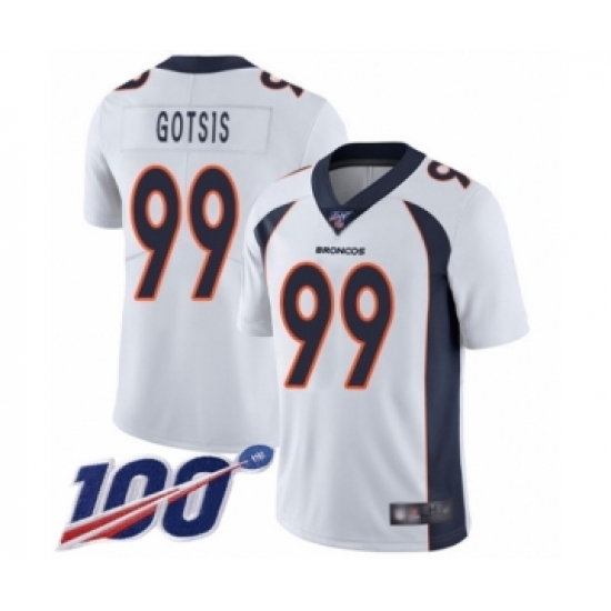 Men's Denver Broncos #99 Adam Gotsis White Vapor Untouchable Limited Player 100th Season Football Jersey - Ujersey