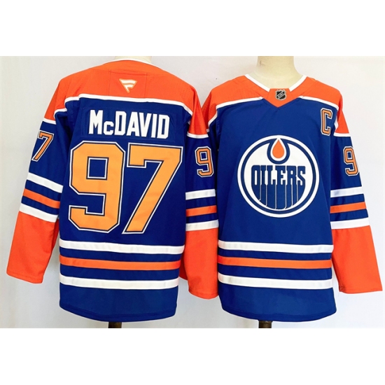Men's Edmonton Oilers #97 Connor McDavid Royal 2024-25 Stitched Jersey - Ujersey