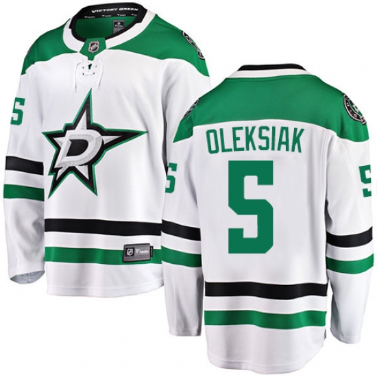 Men's Dallas Stars #5 Jamie Oleksiak Authentic White Away Fanatics Branded Breakaway NHL Jersey - Ujersey