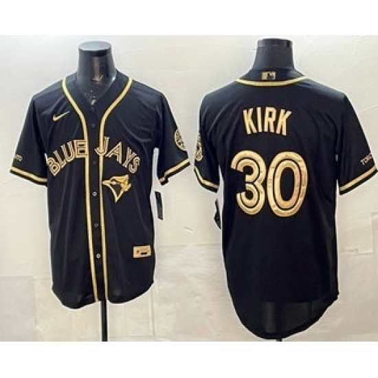 Men's Toronto Blue Jays #30 Alejandro Kirk Black Gold Limited Stitched Jersey - Ujersey