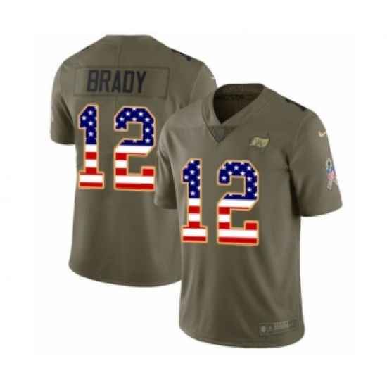 Youth Tampa Bay Buccaneers #12 Tom Brady Olive USA Flag Limited 2017 Salute To Service Jersey - Ujersey
