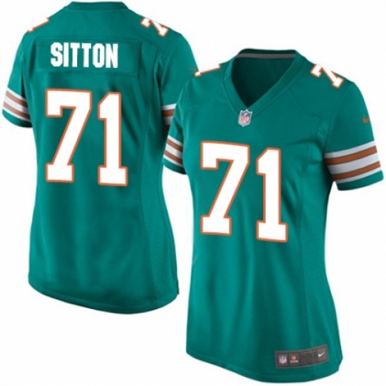 Women's Nike Miami Dolphins #71 Josh Sitton Game Aqua Green Alternate NFL Jersey - Ujersey