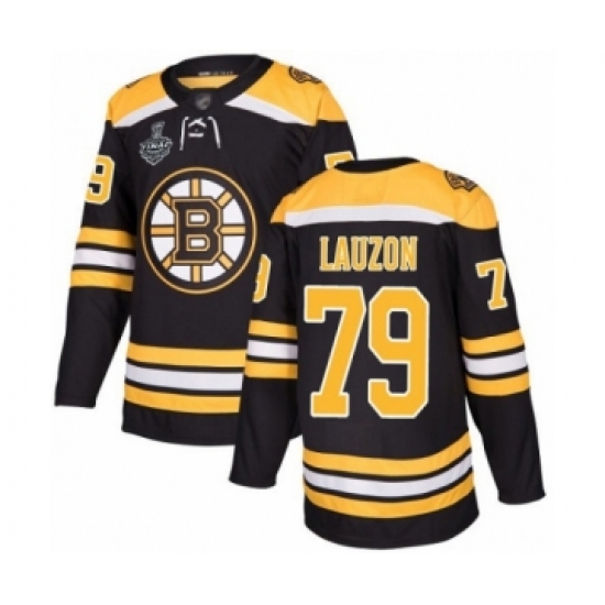 Men's Boston Bruins #79 Jeremy Lauzon Authentic Black Home 2019 Stanley Cup Final Bound Hockey Jersey - Ujersey