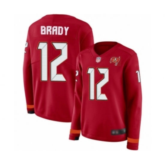 Women's Tampa Bay Buccaneers #12 Tom Brady Limited Red Therma Long Sleeve Football Jersey - Ujersey