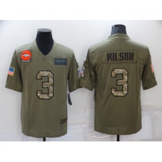 Men's Denver Broncos #3 Russell Wilson Olive Camo 2019 Salute To Service Stitched NFL Nike Limited Jersey - Ujersey