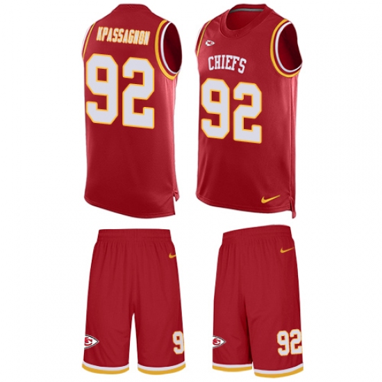 Men's Nike Kansas City Chiefs #92 Tanoh Kpassagnon Limited Red Tank Top Suit NFL Jersey