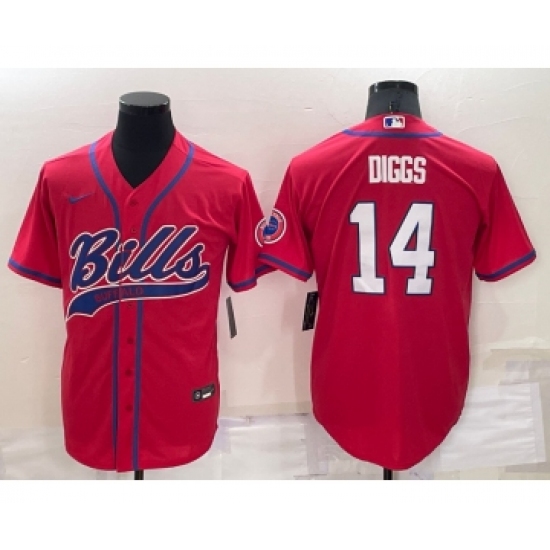 Men's Buffalo Bills #14 Stefon Diggs Red Stitched Cool Base Nike Baseball Jersey - Ujersey