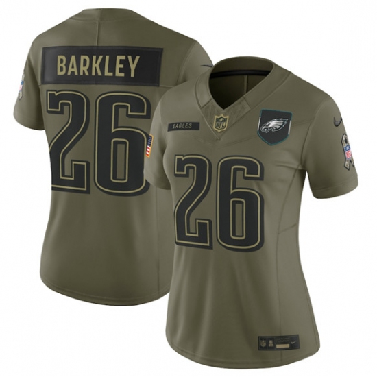 Women's Philadelphia Eagles #26 Saquon Barkley Olive 2025 Salute to Service Limited Stitched Jersey(Run Small) - Ujersey