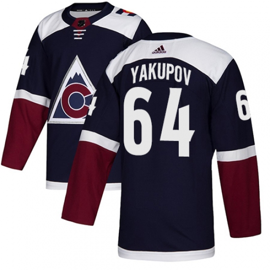 Men's Adidas Colorado Avalanche #64 Nail Yakupov Authentic Navy Blue Alternate NHL Jersey - Ujersey