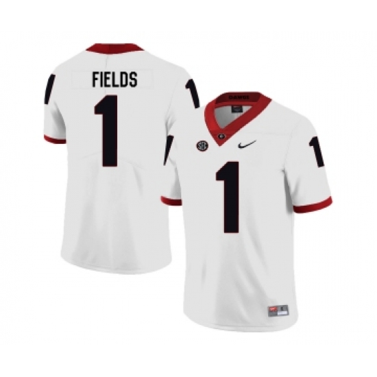 Georgia Bulldogs 1 Justin Fields White Nike College Football Jersey