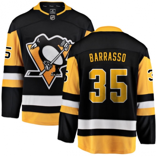 Youth Pittsburgh Penguins #35 Tom Barrasso Fanatics Branded Black Home Breakaway NHL Jersey - Ujersey
