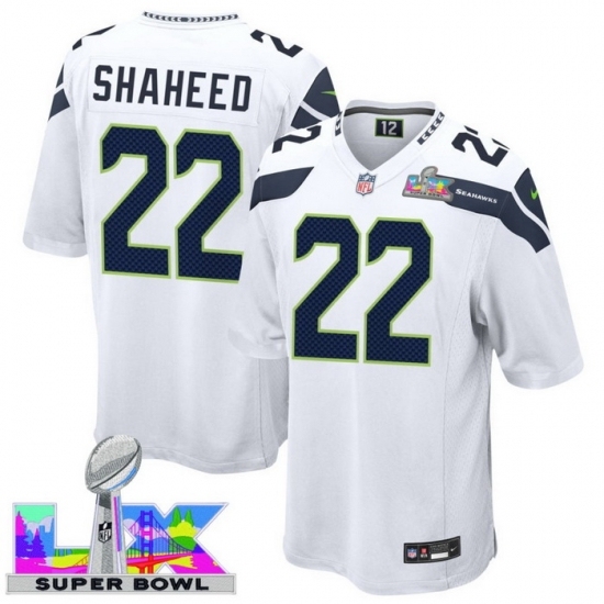 Men's Seattle Seahawks #22 Rashid Shaheed White 2025 2026 Super Bowl LX F U S E Stitched Jersey - Ujersey