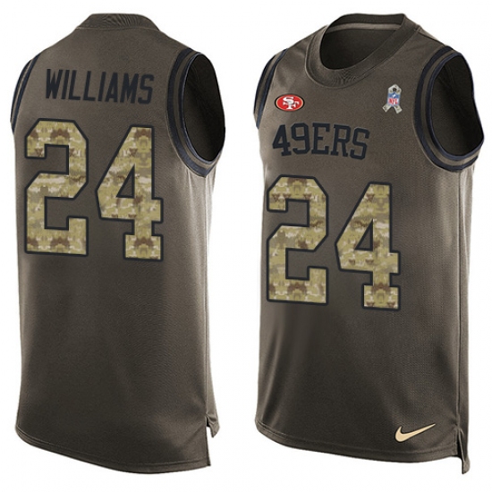 Men's Nike San Francisco 49ers #24 K'Waun Williams Limited Green Salute to Service Tank Top NFL Jersey - Ujersey