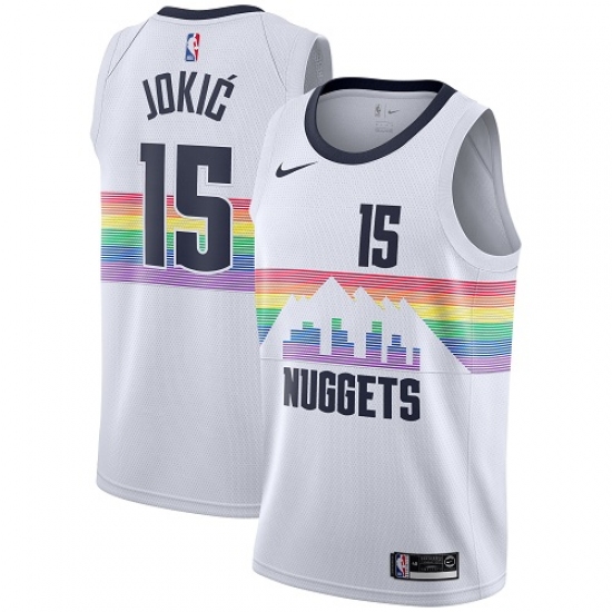 Women's Nike Denver Nuggets #15 Nikola Jokic Swingman White NBA Jersey - City Edition - Ujersey
