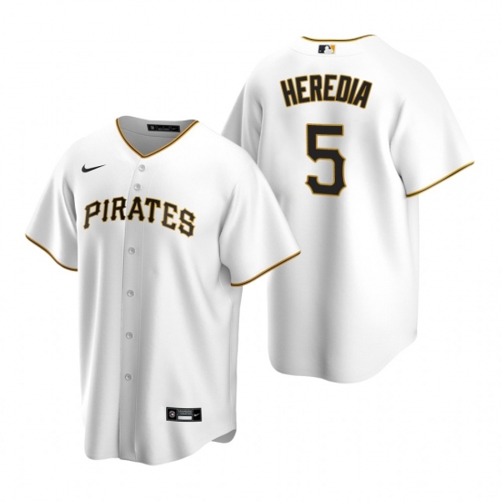Men's Nike Pittsburgh Pirates #5 Guillermo Heredia White Home Stitched Baseball Jersey - Ujersey