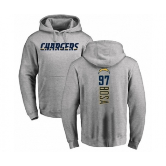 Football Los Angeles Chargers #97 Joey Bosa Ash Backer Pullover Hoodie - Ujersey