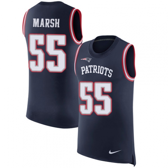Men's Nike New England Patriots #55 Cassius Marsh Navy Blue Rush Player Name & Number Tank Top NFL Jersey - Ujersey