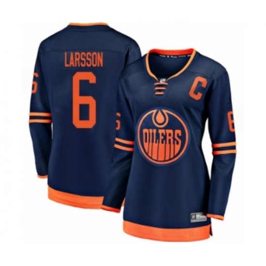Women's Edmonton Oilers #6 Adam Larsson Authentic Navy Blue Alternate Fanatics Branded Breakaway Hockey Jersey - Ujersey