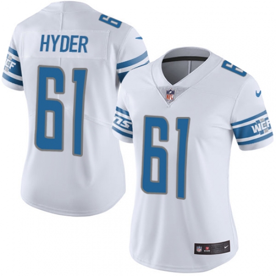 Women's Nike Detroit Lions #61 Kerry Hyder Limited White Vapor Untouchable NFL Jersey - Ujersey