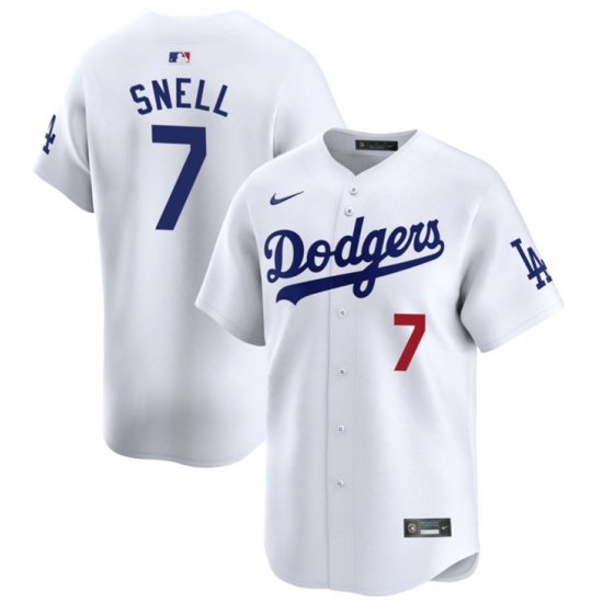 Men's Los Angeles Dodgers #7 Blake Snell White 2024 Home Limited Stitched Baseball Jersey - Ujersey