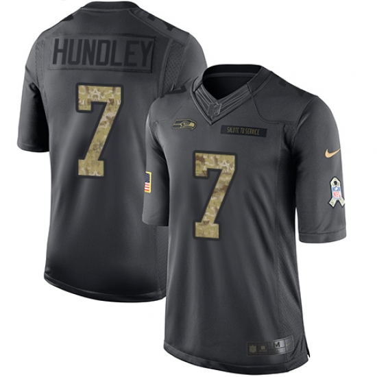 Youth Nike Seattle Seahawks #7 Brett Hundley Limited Black 2016 Salute to Service NFL Jersey - Ujersey