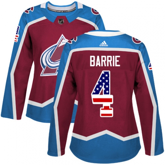 Women's Adidas Colorado Avalanche #4 Tyson Barrie Authentic Burgundy Red USA Flag Fashion NHL Jersey - Ujersey