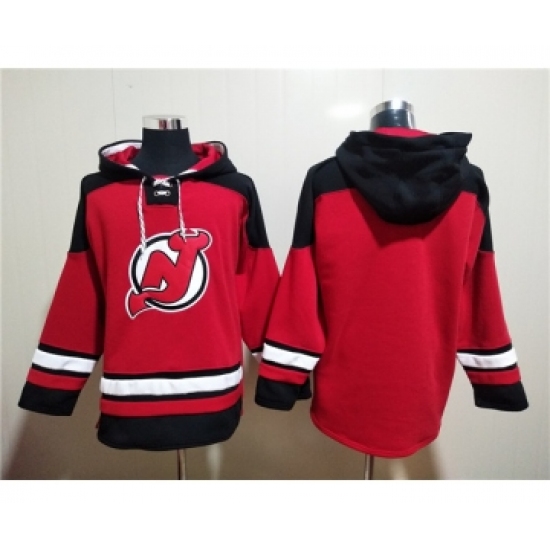 Men's New Jersey Devils Blank Red Ageless Must-Have Lace-Up Pullover Hoodie - Ujersey