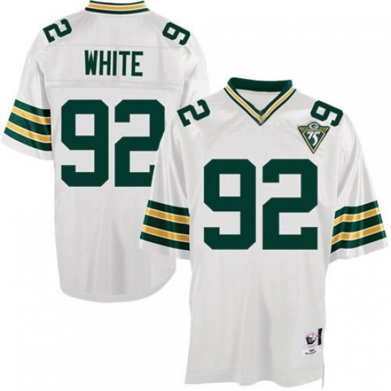 Mitchell and Ness Green Bay Packers #92 Reggie White Authentic White Throwback NFL Jersey - Ujersey