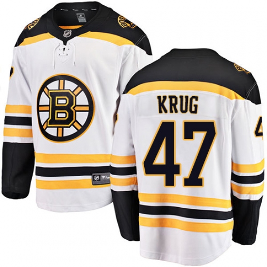 Men's Boston Bruins #47 Torey Krug Authentic White Away Fanatics Branded Breakaway NHL Jersey - Ujersey