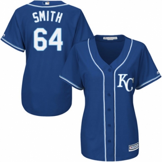 Women's Majestic Kansas City Royals #64 Burch Smith Replica Blue Alternate 2 Cool Base MLB Jersey