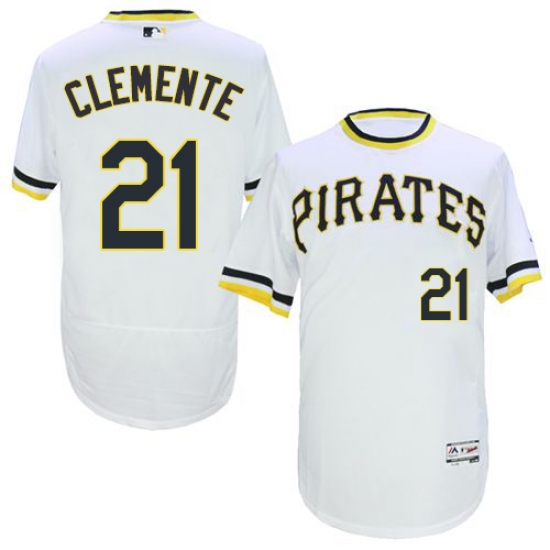 Men's Majestic Pittsburgh Pirates #21 Roberto Clemente White Flexbase Authentic Collection Cooperstown MLB Jersey - Ujersey
