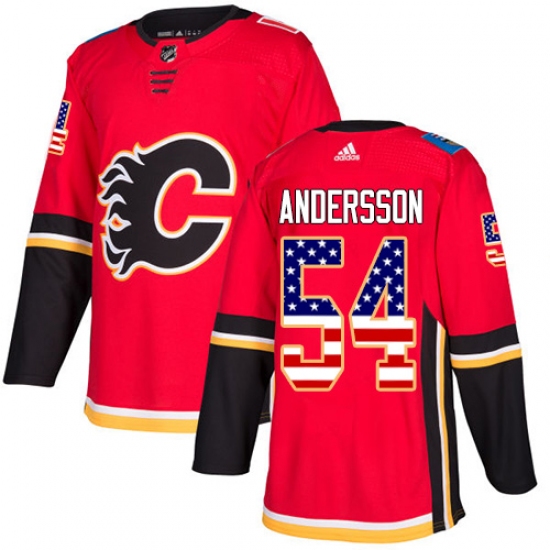 Men's Adidas Calgary Flames #54 Rasmus Andersson Authentic Red USA Flag Fashion NHL Jersey - Ujersey