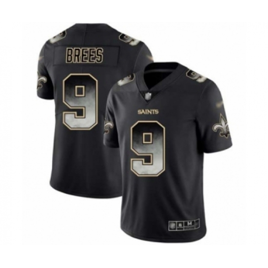 Men's New Orleans Saints #9 Drew Brees Limited Black Smoke Fashion Football Jersey - Ujersey